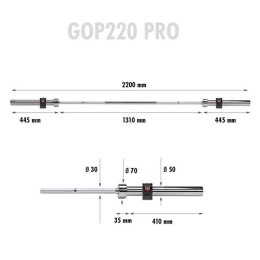 GOP220 PRO + ZG1000R ZACISKI LOCK GRYF PROSTY OLIMPIJSKI 20KG 2200MM HMS