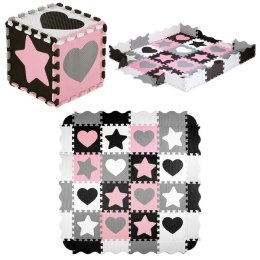 MD03 MATA DZIECIĘCA PUZZLE KOJEC PINK HEARTS 36 ELEMENTÓW 140x140CM NILS FUN